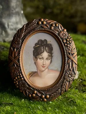 Vintage Artisan Miniature Dollhouse Framed Oval Oil Painting Portrait SIGNED • $99.99