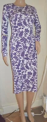 PREEN LINE THORNTON BREGAZZI Purple Floral Toile Dress Fitted L/s Dress New S • $43.64