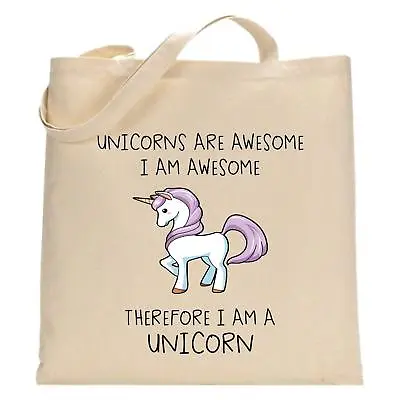 I Am A Unicorn Natural Tote Bag Birthday Christmas Gift Shopping Bag Reusable • £6.99