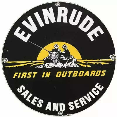 Vintage Evinrude Outboard Motors Porcelain Dealership Sign Sales Service Gas Oil • $116.38