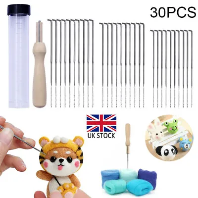 30PCS DIY Felting Needles Handle Wool Felt Tool Felting Starter Kit W/Bottle UK • £7.99