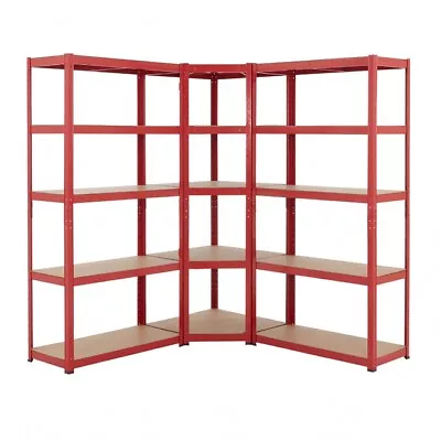 BiGDUG Garage Shelving Corner Kit 5 Tier Red Boltless Racking Storage 178cm H • £181.99