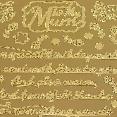 MUM BIRTHDAY CARD MAKING STICKERS SET Outline Peel Off Craft Gold Foil Mother • £3.48