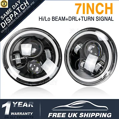 £37.99 • Buy X2 7  LED Headlight Halo Angel Eyes DRL Light W/Adapter For Land Rover Defender