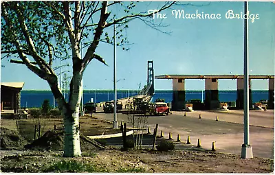 The Mackinac Bridge Toll Gate Michigan Chrome Unposted Postcard 1950s • $4.86