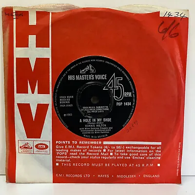 £3.90 • Buy Ronnie Hilton  A Hole In My Shoe UK HMV 1965 7   45 Vinyl Single Record EX++