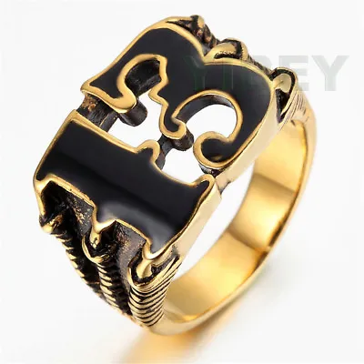 $9.90 • Buy Men's Jewelry Stainless Steel Ring Vintage Arabic13 Black Gold Wolf Dragon Claw