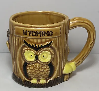 Vintage Coffee Mug Wyoming OWL 3D Ceramic Coffee Cup Made In Japan • $12