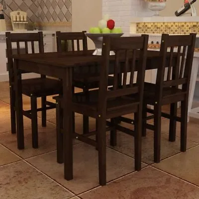 5 Pieces Dining Table Set Pine Wood Table With 4 Chairs Kitchen Funiture Suit • $378.89