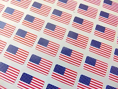 Pack Of 64 Small 20x12mm American USA United States Flag Stickers Sticky Labels • $3.61