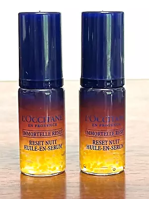 2x L'OCCITANE IMMORTELLE RESET NUIT HUILE-EN-SERUM 0.16oz / 5ml Ea NEW • $16.95