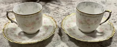 Set Of 2 Limoges France Elite Works Tea Cup And Saucer Set Floral W/ Gold • £57.01