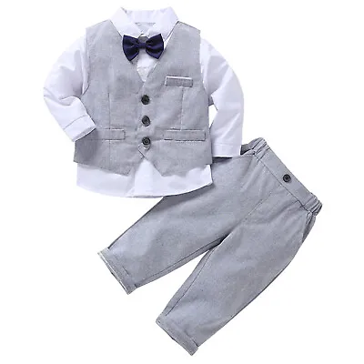 $16.68 • Buy Boys Gentleman Suits Tuxedo Bow Tie Shirt Suit Vest Pants Toddler Baby Clothes