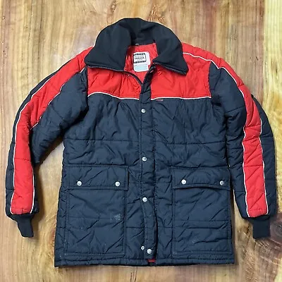 Vintage Yamaha Snowmobile Racing Jacket Snow Ski Insulated Nylon Red Coat Zip • $47.99