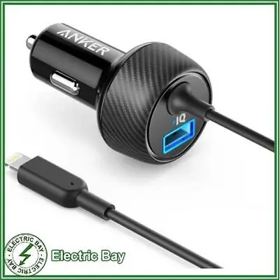$25 • Buy Anker PowerDrive 2 Elite Car Charger Lightning Connector 2x USB Ports 24W Black