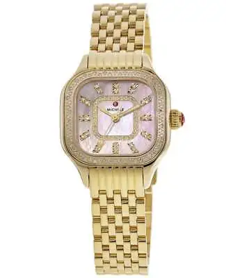 New Michele Meggie Diamond 18K Gold-Plated Pink Dial Women's Watch MWW33B000007 • $1913.94