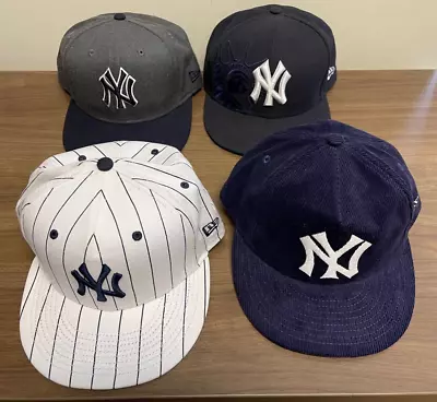 New Era New York Yankees Snapback Cap Hat Lot X 4 Corduroy Golfer Pinstripe • $29.99