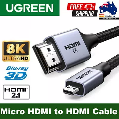 UGREEN 8K Micro HDMI To HDMI 2.1 Standard Cable 48Gbps Support HDR EARC • $16.50