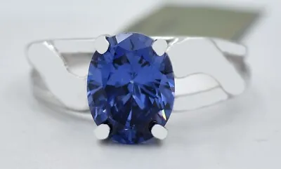 LAB CREATED AAA TANZANITE  2.36 Cts RING 10K WHITE GOLD - NWT - MADE IN USA • £0.78