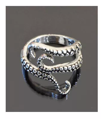 XL Ring Octopus Kraken Finger Ring Sea Maritime Whale Dolphin Adjustable • £10.32