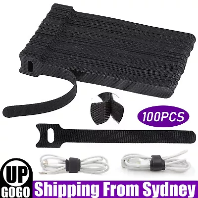 100PCS 15cm Reusable Cable Tie Nylon Hook Loop Strap Cord Ties PC TV Organiser • $10.81