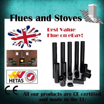 5 Inch 6   Matt Black Stove Pipe & Bends Multi Fuel Flue & Fittings 125mm 150mm • £24