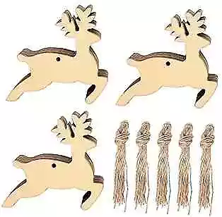  30PCS Deer Wooden Hanging Ornaments Reindeer Unfinished Blank Wood Pieces  • $14.79