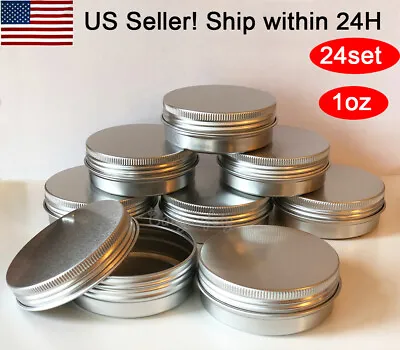 24PCS/ 1oz Silver Aluminum Round Lip Metal Tin Storage Jar Balm Container & Lid • $17.97