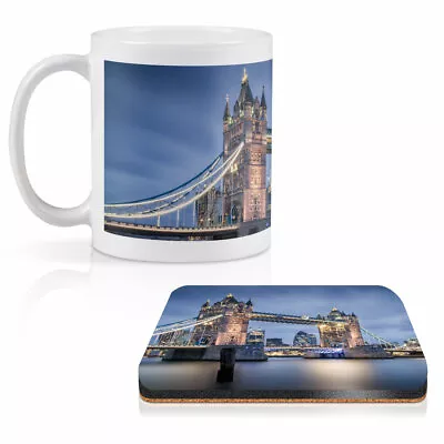 Mug & Square Coaster Set - Tower Bridge Britain London Thames   #13059 • £9.99