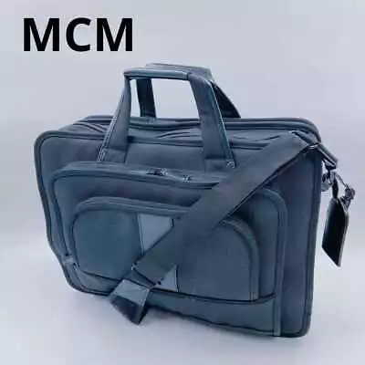 MCM Business Bag Briefcase A4 Logo Canvas Black Men's USED FROM JAPAN • $102