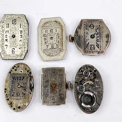 5 Art Deco Watch Movements Dials Part Steampunk Watchmaker Lot Repair Vintage B • $19.98