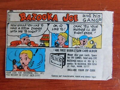 Small Vintage Bazooka Joe And His Gang Comic From Gum - Steak Dinner • $3.88