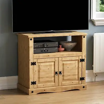 Corona TV Unit Entertainment Cabinet Display Storage Stand Solid Waxed Pine • £76.95