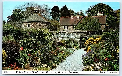 Postcard Dunster Somerset Walled Priory Garden Dovecote Posted 1975 • £2.50