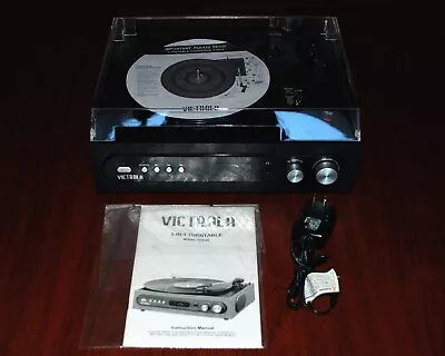 VICTROLA 3-IN-1 Bluetooth Record Player With Built-In Speakers VTA-65-BLK TESTED • $44.95