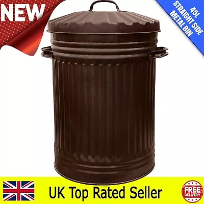 Metal Bin Waste Dustbin Pet Food Heavy Duty Retro Bin Galvanised Bronze Bin 45L • £29.99