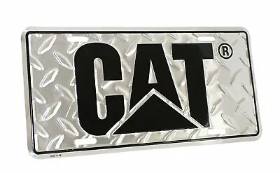 NEW - CAT Aluminum Diamond Plate License Tag - Caterpillar Truck Equipment Gift • $14.99