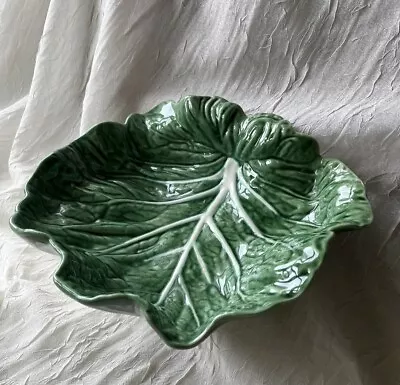 Bordalo Pinheiro Hand Made Portugal Cabbage Lettuce Leaf Serving Bowl 11”x2 1/2” • £28.95