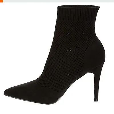 MIA Women’s Mckinley Bootie Dize 7 M Black Dressy Boots Heel Formal Shoes Pointy • $34.30