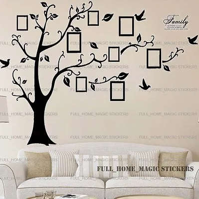 1.8M Black Family Tree Photoframe Birds Wall Stickers Art Decal Mural Home Decor • £8.99