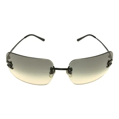 CHANEL 4017-D Silver Gradation CC Logo Rhinestone Womens Sunglasses With Case FS • £209.82