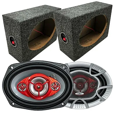2x SoundXtreme 6x9  4-Way 1040w Speakers Pair  + 2x 6x9  Car Truck Speaker Box • $72.99