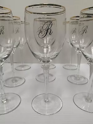 Large Lot Of Monogrammed Wine Glasses Letter “R” On Each Gold Rim 10 Pieces • $50