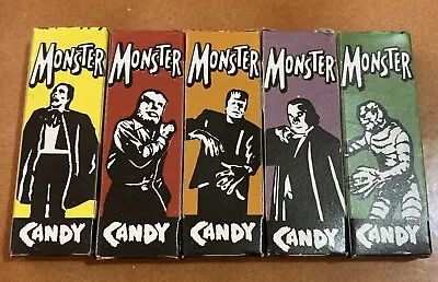 LOT Of (5) OLDER HOLLYWOOD MONSTER HALLOWEEN CANDY BOXES W/ CANDY CIGS ** 90’s • $7.77