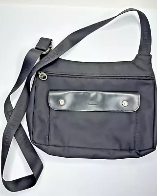 Longchamp Black Nylon Crossbow Purse Leather Trim Pocket Planetes • $65.93