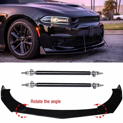 Glossy Front Bumper Lip Spoiler Splitter +Strut Rods For Mazda Speed3 6 RX CX MX • $69.11