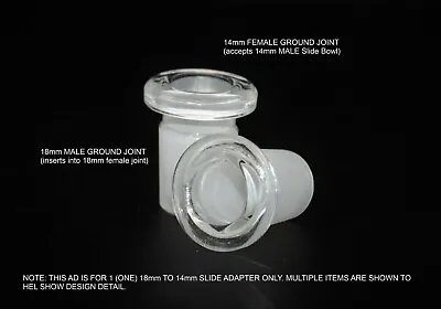 $10.95 • Buy COMPACT 18mm To 14mm Glass Slide BOWL ADAPTER Glass Water Pipe Glass Slide Bowl 