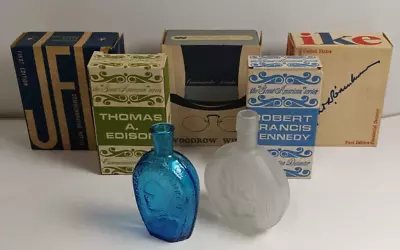 Wheaton Historical Figures Glass Collector's Decanter Bundle RFK Ike Ben Fran • $124.95