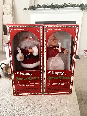 15  Santa Claus And Mrs. Claus Happy Christmas Figure Musical Lighted Candles • $10