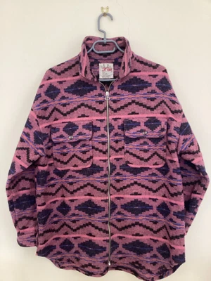 £40 • Buy Vintage Sky Rock Thick Funky Aztec Pattern Plaid Zip Shirt Jacket Retro 90s